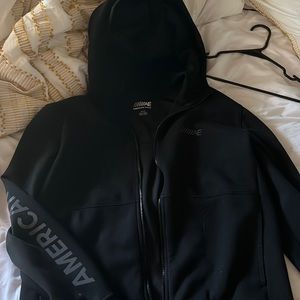 American Eagle mens medium black zip up hoodie